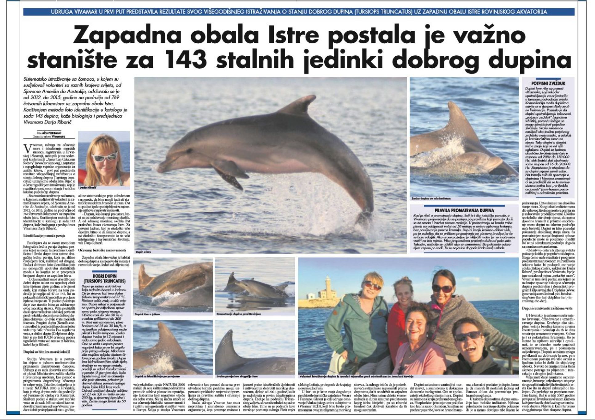 www.vivamar.org freiwilligendienst Delfin Organisation in Glas Istre